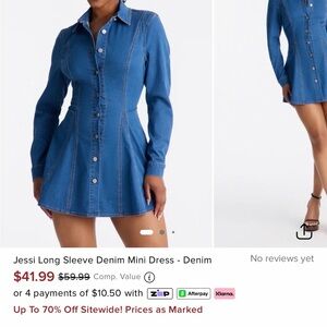 Fashion Nova Blue Denim Long Sleeve Dress